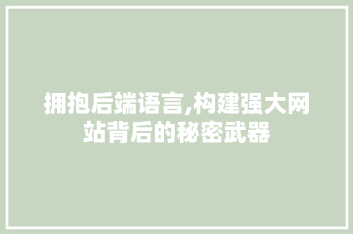 拥抱后端语言,构建强大网站背后的秘密武器