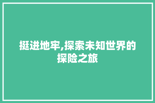 挺进地牢,探索未知世界的探险之旅