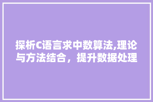 探析C语言求中数算法,理论与方法结合，提升数据处理能力