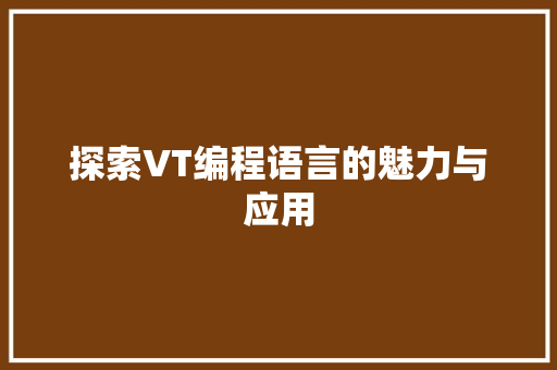 探索VT编程语言的魅力与应用