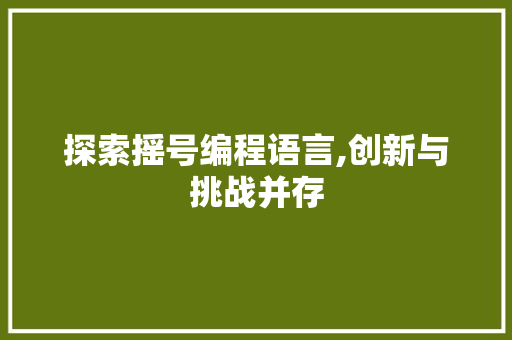 探索摇号编程语言,创新与挑战并存