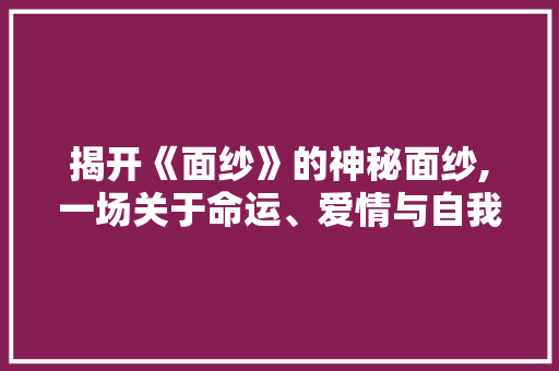 揭开《面纱》的神秘面纱,一场关于命运、爱情与自我救赎的探险