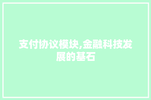 支付协议模块,金融科技发展的基石