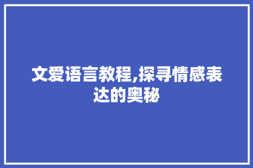 文爱语言教程,探寻情感表达的奥秘