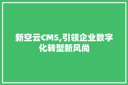 新空云CMS,引领企业数字化转型新风尚