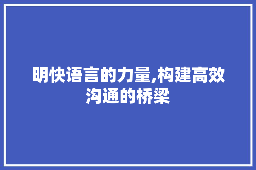 明快语言的力量,构建高效沟通的桥梁