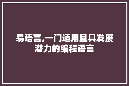 易语言,一门适用且具发展潜力的编程语言