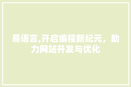 易语言,开启编程新纪元，助力网站开发与优化