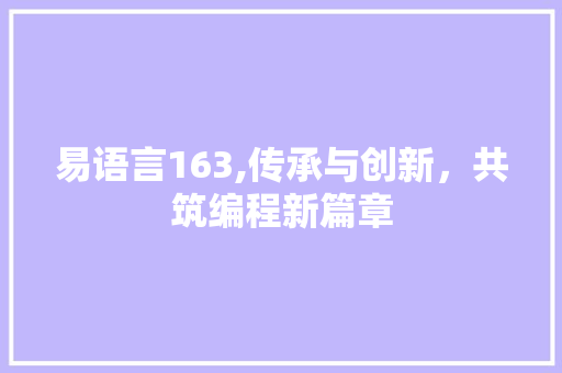 易语言163,传承与创新，共筑编程新篇章