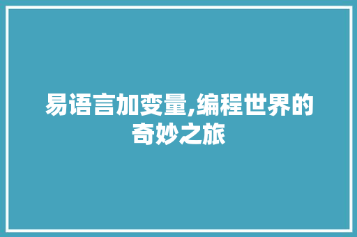 易语言加变量,编程世界的奇妙之旅