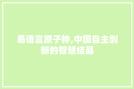 易语言原子钟,中国自主创新的智慧结晶