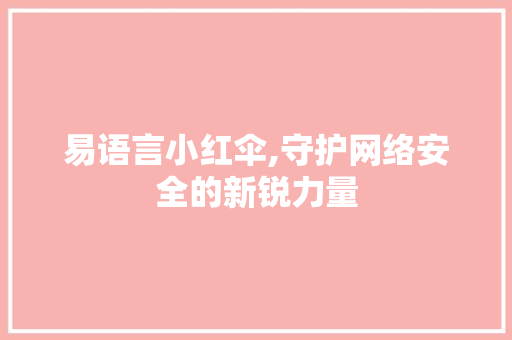 易语言小红伞,守护网络安全的新锐力量