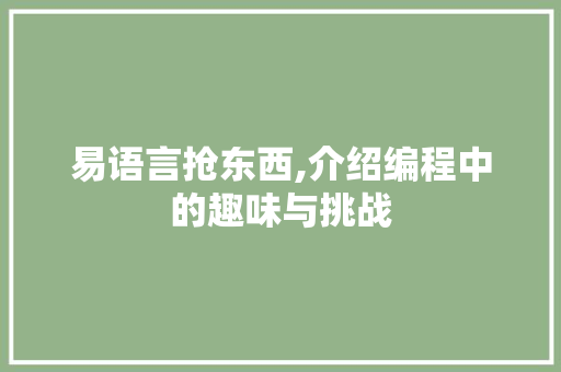 易语言抢东西,介绍编程中的趣味与挑战