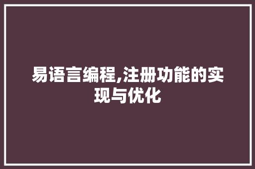 易语言编程,注册功能的实现与优化