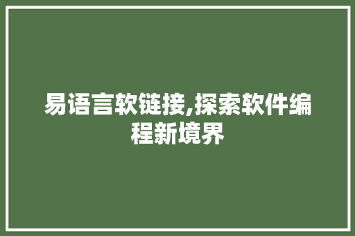 易语言软链接,探索软件编程新境界