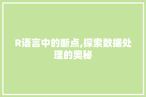 R语言中的断点,探索数据处理的奥秘