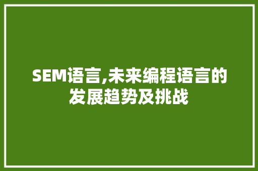 SEM语言,未来编程语言的发展趋势及挑战