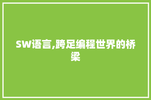 SW语言,跨足编程世界的桥梁