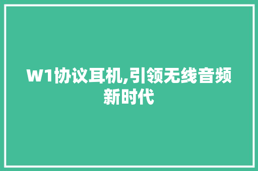 W1协议耳机,引领无线音频新时代