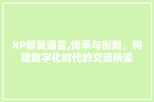 XP修复语言,传承与创新，构建数字化时代的交流桥梁