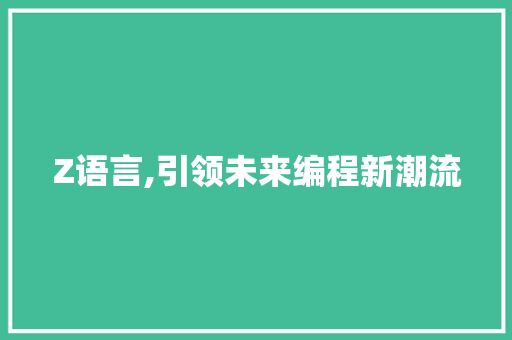 Z语言,引领未来编程新潮流