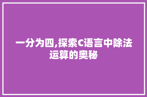 一分为四,探索C语言中除法运算的奥秘