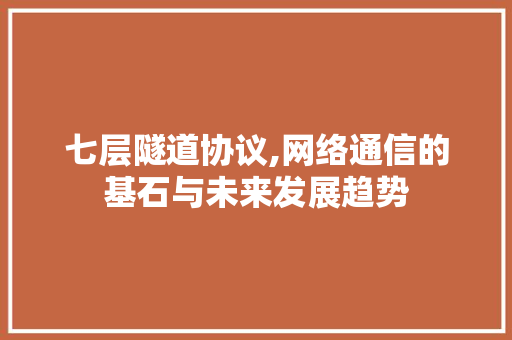 七层隧道协议,网络通信的基石与未来发展趋势