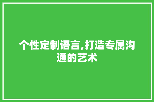 个性定制语言,打造专属沟通的艺术