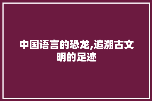 中国语言的恐龙,追溯古文明的足迹