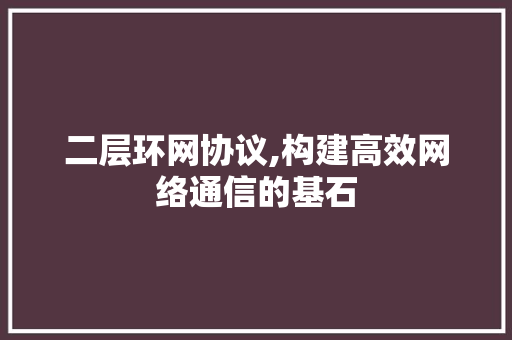 二层环网协议,构建高效网络通信的基石