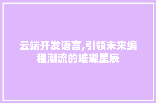 云端开发语言,引领未来编程潮流的璀璨星辰