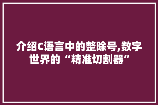 介绍C语言中的整除号,数字世界的“精准切割器”