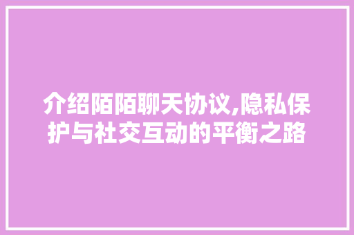 介绍陌陌聊天协议,隐私保护与社交互动的平衡之路