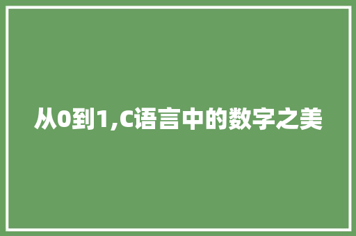 从0到1,C语言中的数字之美