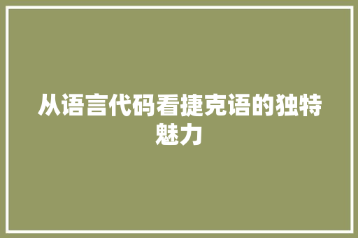 从语言代码看捷克语的独特魅力