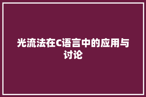 光流法在C语言中的应用与讨论