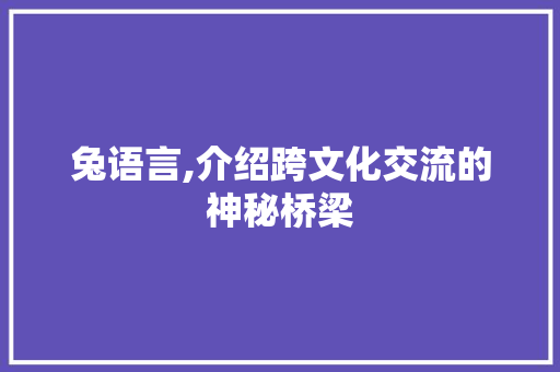 兔语言,介绍跨文化交流的神秘桥梁