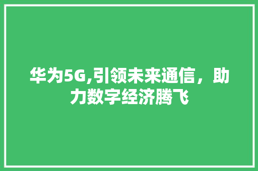 华为5G,引领未来通信，助力数字经济腾飞