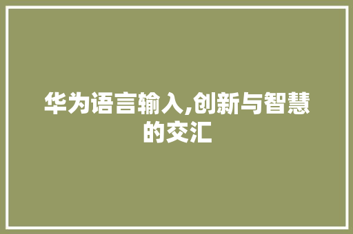 华为语言输入,创新与智慧的交汇