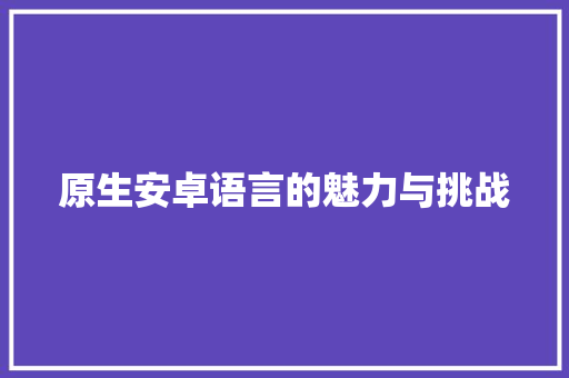 原生安卓语言的魅力与挑战