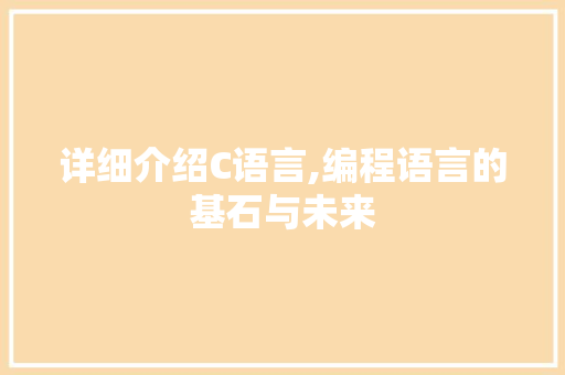 详细介绍C语言,编程语言的基石与未来