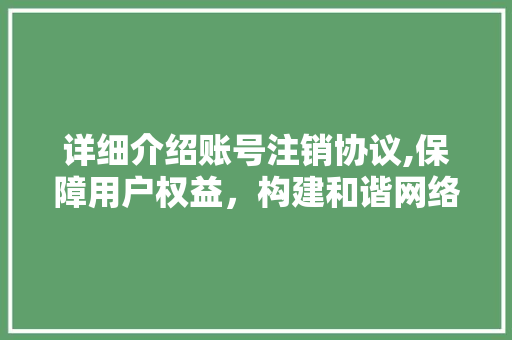 详细介绍账号注销协议,保障用户权益，构建和谐网络环境