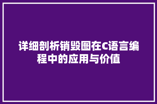 详细剖析销毁图在C语言编程中的应用与价值