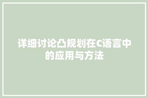 详细讨论凸规划在C语言中的应用与方法