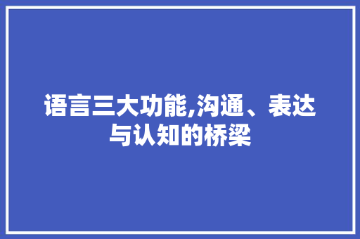 语言三大功能,沟通、表达与认知的桥梁