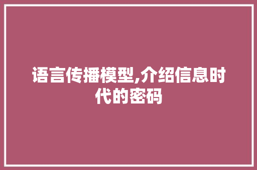 语言传播模型,介绍信息时代的密码