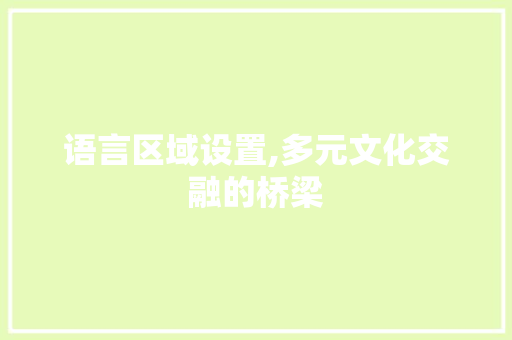 语言区域设置,多元文化交融的桥梁