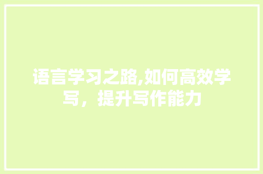 语言学习之路,如何高效学写，提升写作能力