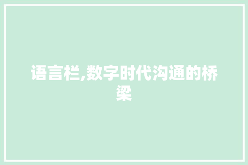 语言栏,数字时代沟通的桥梁