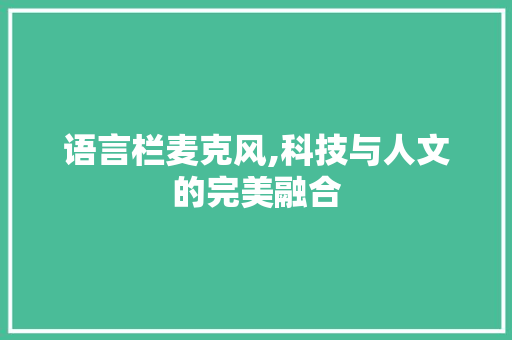 语言栏麦克风,科技与人文的完美融合